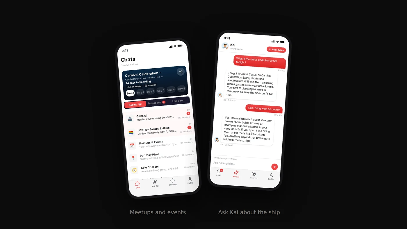 Nautir meetups and events rooms and Ask Kai
